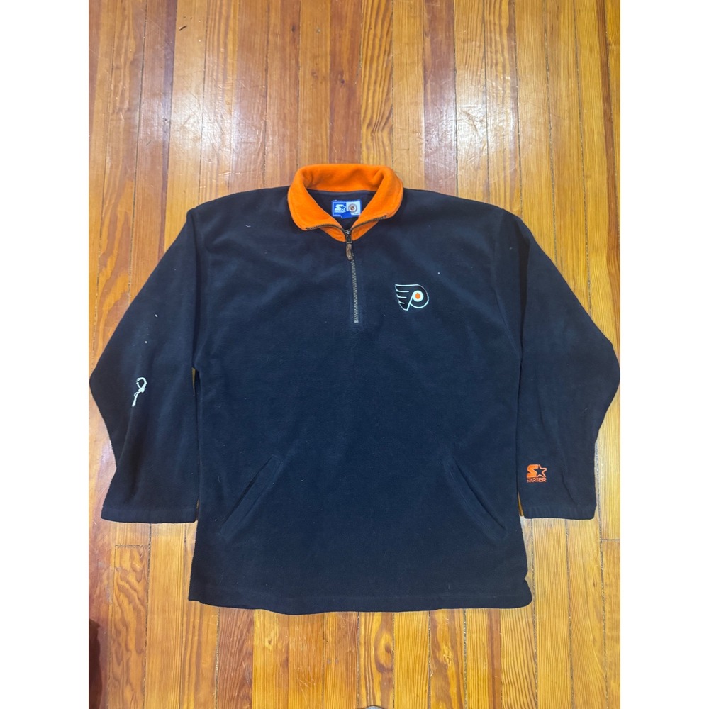 Vintage Starter NHL Philadelphia Flyers Fleece Quarter Zip Pullover Black XL